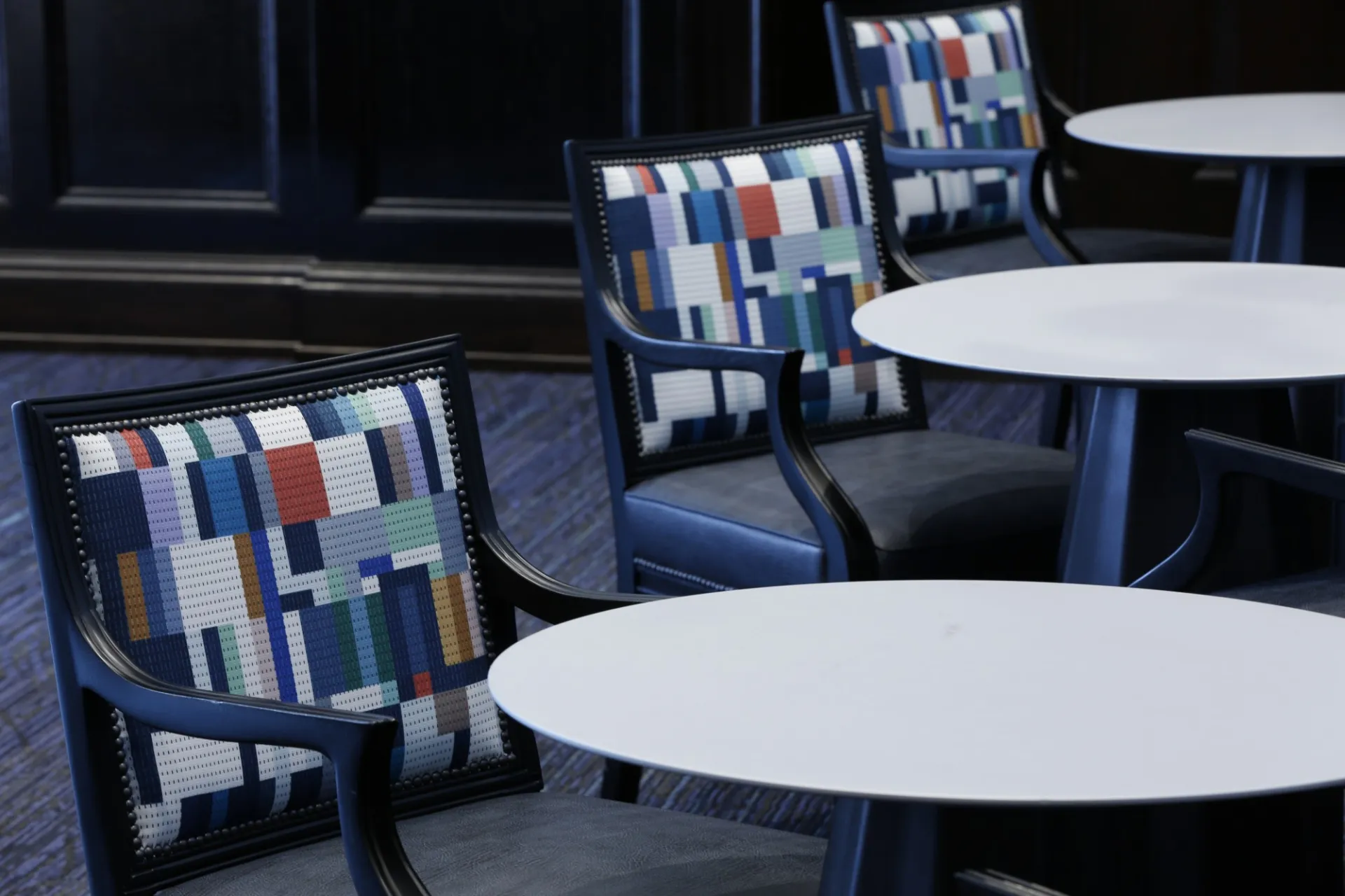 Close up of seating at John Jay Lounge.